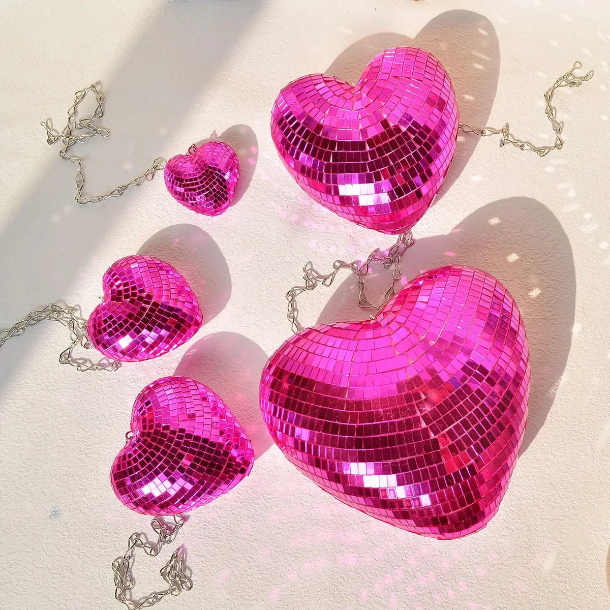 Love Heart Disco Ball Hanging Decoration with Chain
