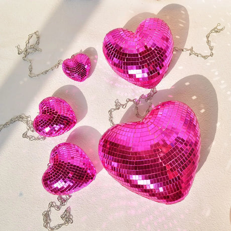 Love Heart Disco Ball Hanging Decoration with Chain