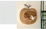 Handwoven Fruit Shape Wall Basket Apple Pear Wall-Mounted Storage Childrens Room Decor