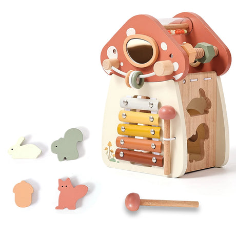 Mushroom Busy Box Baby Montessori Musical Wooden Toys Educational Percussion Toys