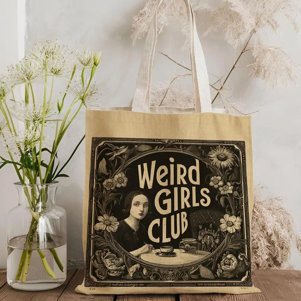 W-Weird G-Girls Club Storage Bags Double-Sided Print Canvas Tote Bag Large Capacity Shopping Bag