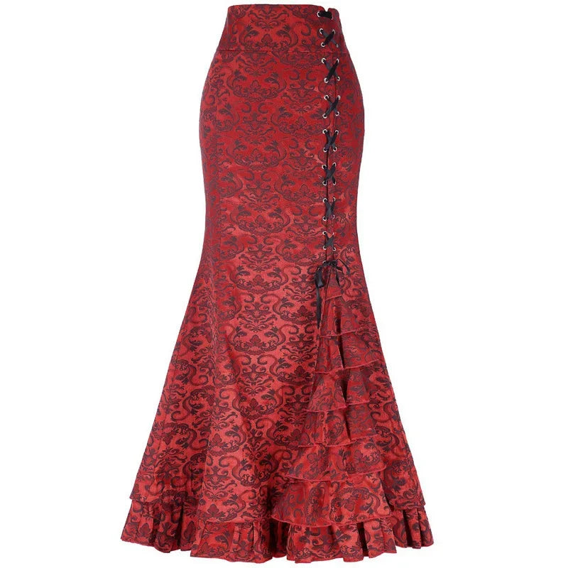 Gothic Long Steampunk Trumpet Skirts