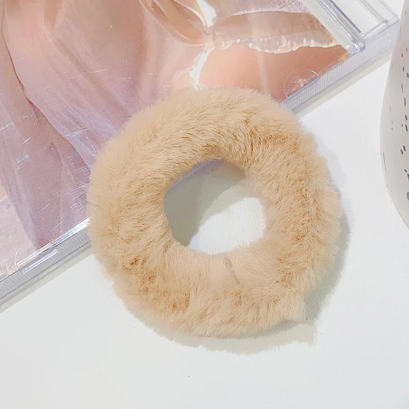 Dopamine Colour Fluffy Scrunchie Hair Bands Ponytail Holder Hair Accessories