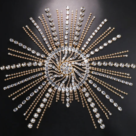 Bling Performance Rhinestone Long Fringed Hair Chain Wig Stage Headwear