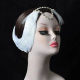 Ballet Swan Lake Headwear White Black Feather Headband With Crystal Rhinestones Ballerina Headdress