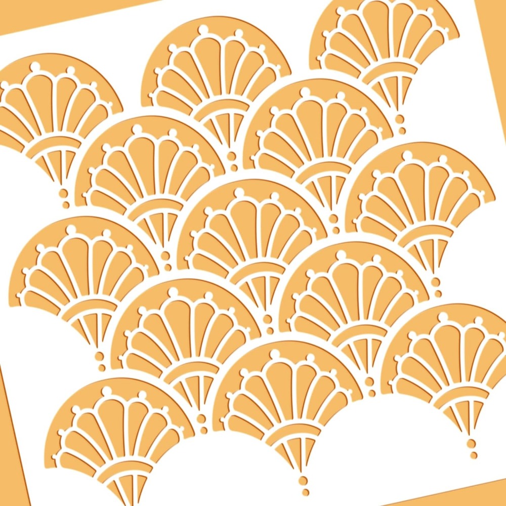 12x12inch Plastic Large Art Deco Fish Scale Stencil