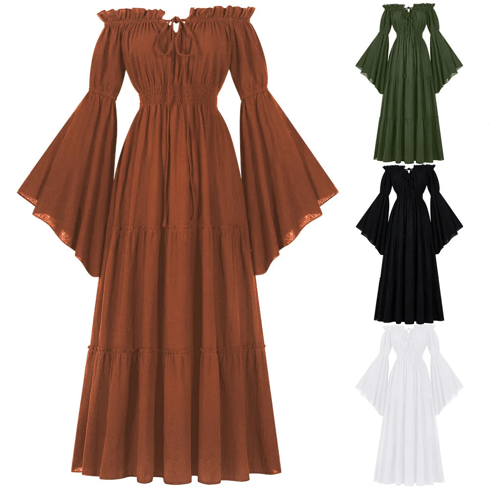 Medieval Folk Cosplay Off Shoulder Dress