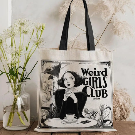 W-Weird G-Girls Club Storage Bags Double-Sided Print Canvas Tote Bag Large Capacity Shopping Bag