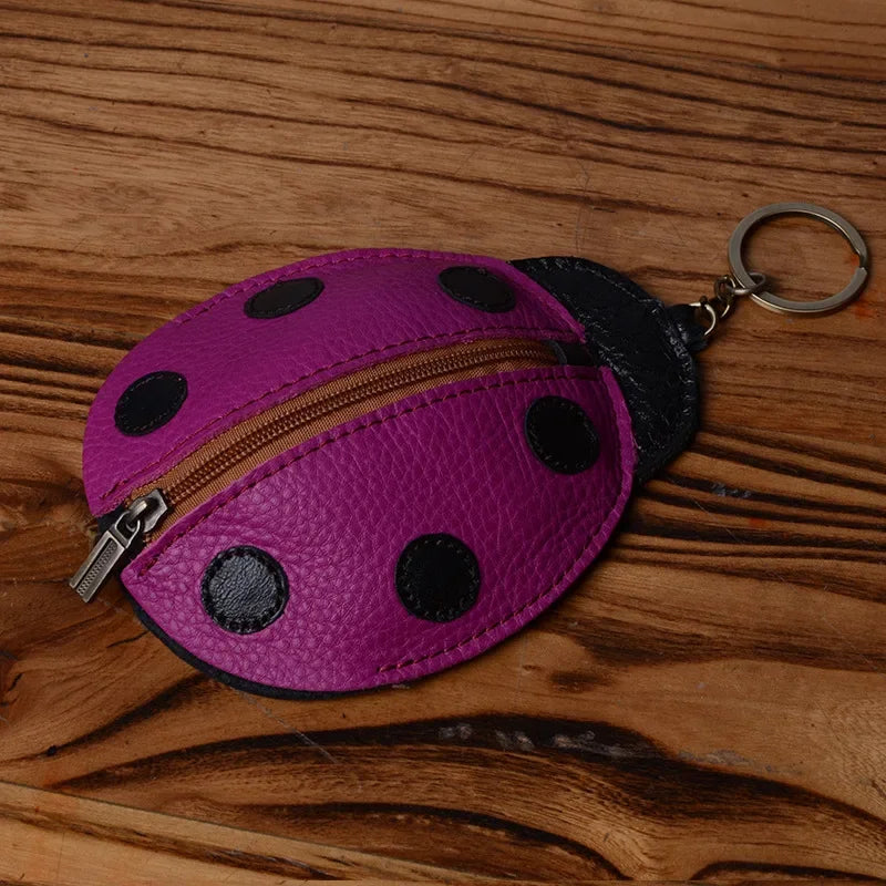 Ladybug Key Holder Coin Purse Genuine Leather