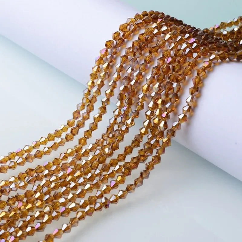 3/4/6mm Rainbow Austria Bicone Crystal Beads AB Colour Faceted Glass Beads for DIY Jewellery Making