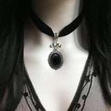 Gothic Vampire Cameo Pendant Velvet Choker Necklace