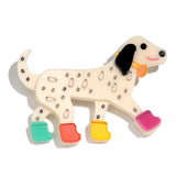 Acrylic Brooch Dalmatian Dog with Rainbow Wellingtons