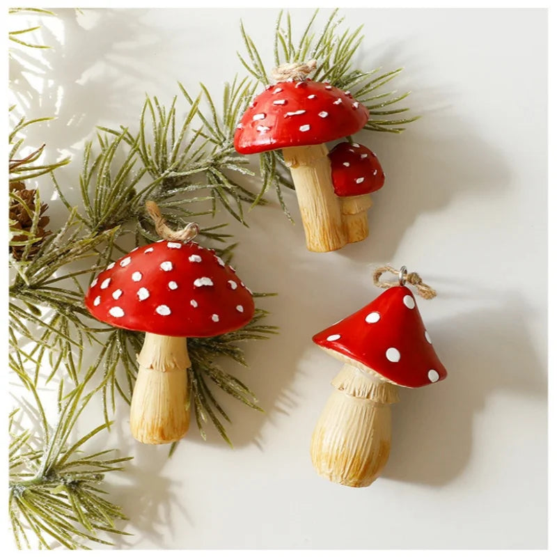 1/3Pcs Red Mushroom Christmas Tree Hanging Ornaments
