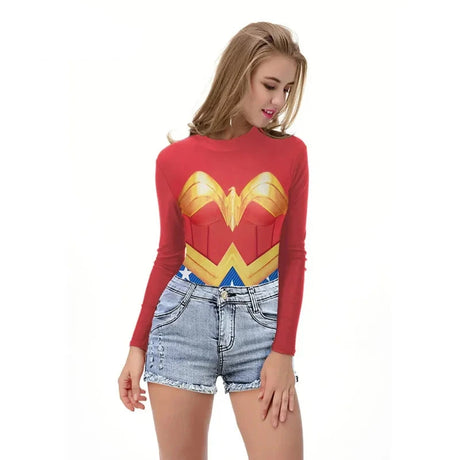 Silver or Gold Wonder Woman Long Sleeve One Piece Swimsuits Beach Bodies