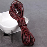 1/2/3/4/5/6/8mm 2 meter Red Coffee Genuine Leather Cord Flat/Round Rope DIY Jewellery Making