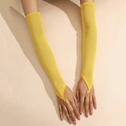 16 Colours Sheer Mesh 48cm Long Hook Finger Gloves Stretchy Sun Protection Cosplay Dance Wear