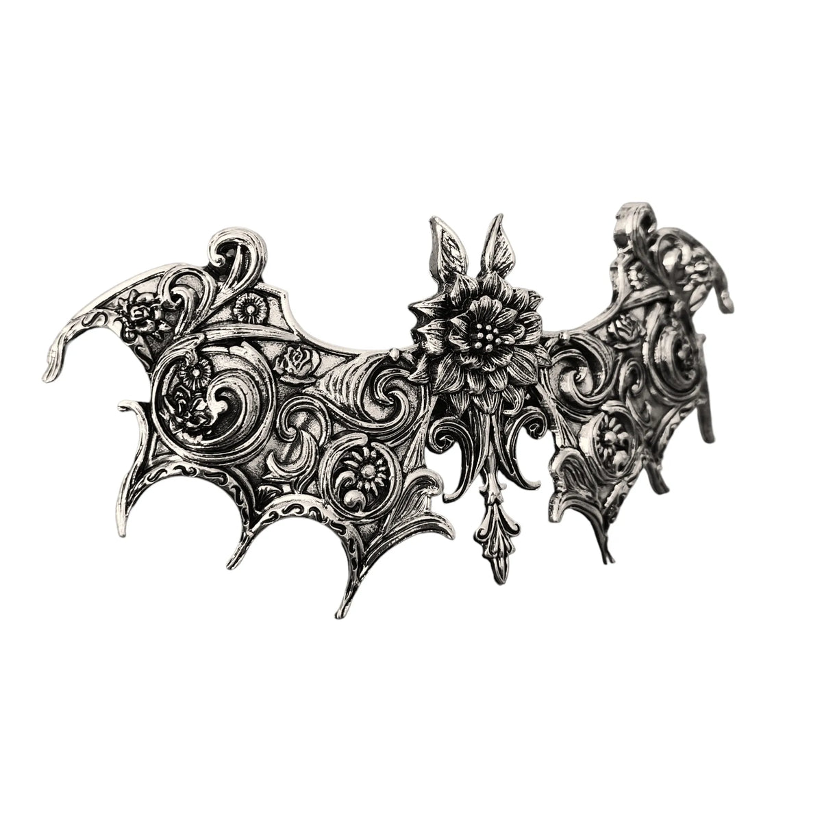 Gothic Floral Bat Hair Barrette Clip