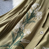 Olive's Embroidered Long Sleeve Shirt Dress