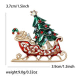 Enamel Christmas Tree Sleigh Brooches