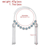 Kazakh Forehead Chain Silver Tassel Headband