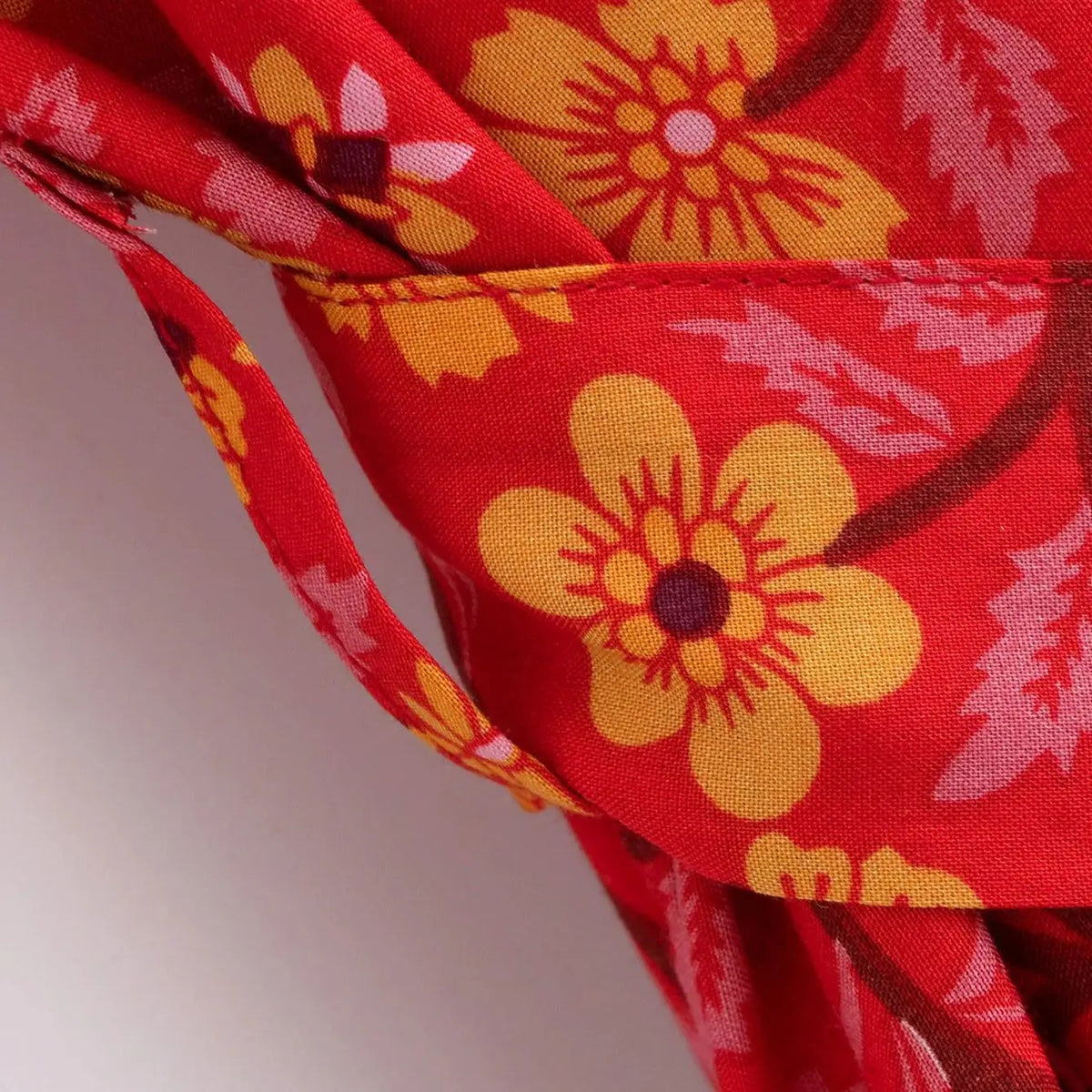 Red Flower Boho Cover Up Kimono