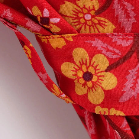 Red Flower Boho Cover Up Kimono