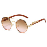 Round Retro Cape Sunglasses Double Bridge