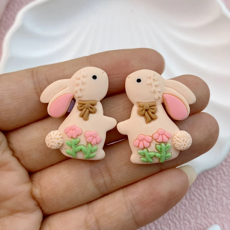 10Pcs Mini 25*30mm Rabbit Flat Back Resin Scrapbooking DIY Jewellery Craft Decoration