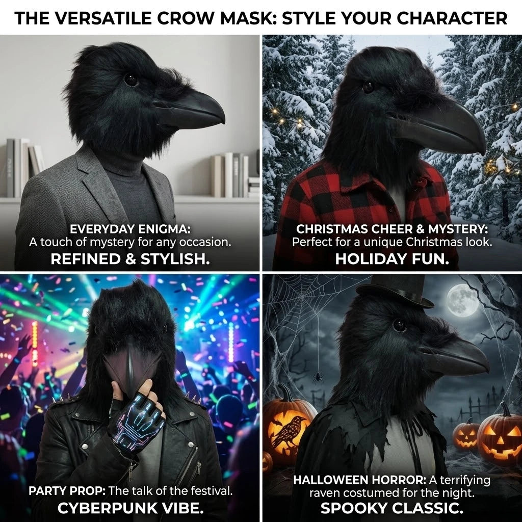 Black Raven Mask Adult Halloween Cosplay Costume Prop Stage Performance