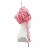 Pink Fluffy High-Top Cosplay Wig Queen's Hairstyle with Feather Flowers
