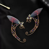 Handmade Copper Crystal Fairy  Ear Cuff Pair No Piercing Clip On Earrings