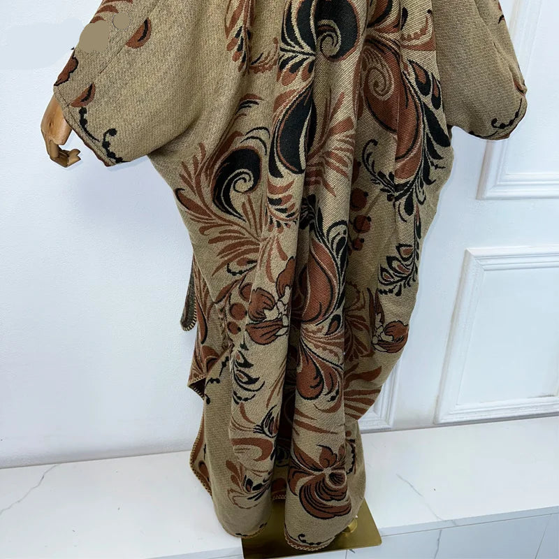 Patrice's Long Winter Cardigan Coat Open Front Kimono Hooded Poncho