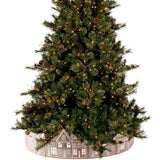 Gingerbread Houses Christmas Tree Collar with LED Lights Xmas Tree Skirt PVC Reusable Xmas Tree Base Cover
