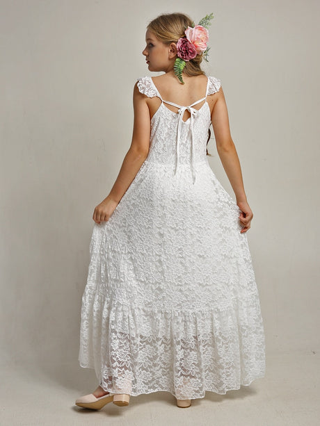 Girls Maxi Lace Chiffon Photoshoot Dresses For 3-15 Years