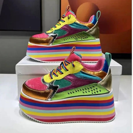 Rosie's Rainbow Sneakers Chunky Platform Shoes