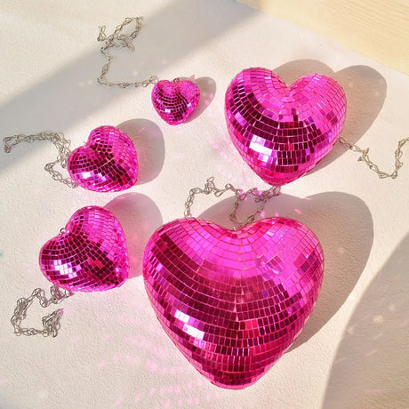 Love Heart Disco Ball Hanging Decoration with Chain