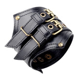 Genuine Leather Men's Wide Leather Wrist Cuff Buckle Bracelet