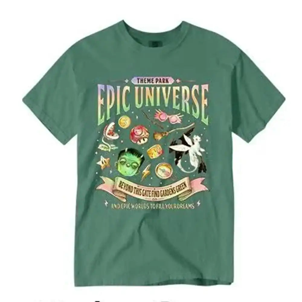 Epic Universe Unisex Tee Cotton T-Shirt Fantasy Family Theme Park Trip Orlando Park