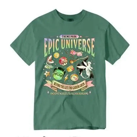 Epic Universe Unisex Tee Cotton T-Shirt Fantasy Family Theme Park Trip Orlando Park