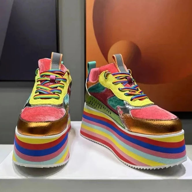 Rosie s Rainbow Sneakers Chunky Platform Shoes Woodland Gatherer BNPL