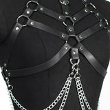 Rib Cage Harness Chest Body Harness Gothic Punk Faux Leather & Chains