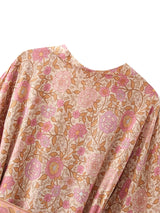 Penny's Boho Floral Print Short Kimono Robe
