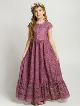 Girls Flower Girl Dress Lace Cotton Maxi Dresses