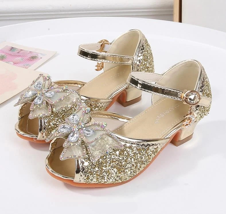 Party Shoes for Girls Glittery Butterfly Mary Jane Sandals Purple Gold Pink Blue