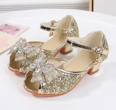 Party Shoes for Girls Glittery Butterfly Mary Jane Sandals Purple Gold Pink Blue