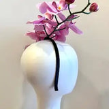 Handcrafted Large Realistic Orchid Statement Headpiece Floral Headband for Weddings Races Photoshoots