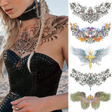 Large Body Art Collar Waist Shoulder Back Temporary Tattoos