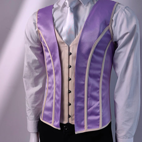 Lavender Men's Boned Waistcoat Corset Vest Lace Up Burlesque Performance Stage Costume