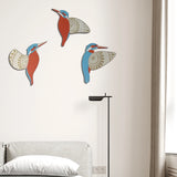 Set of Three Kingfisher Kookaburra Wooden Flying Bird Wall Decor