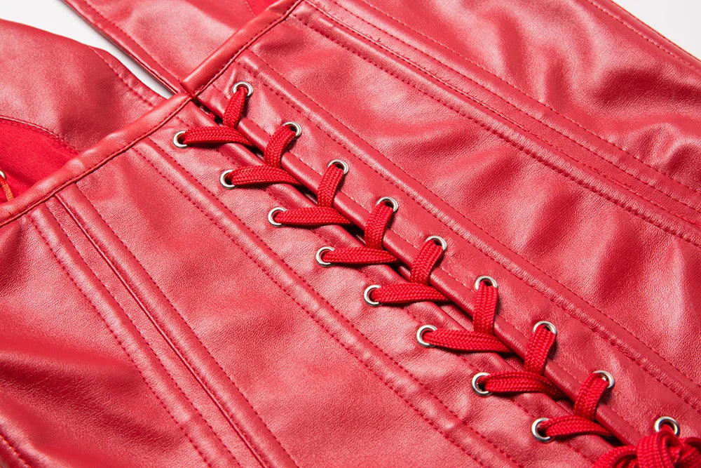 Vampira Draven's Lace-Up Steel Boned PU Corset